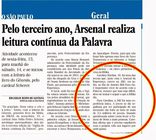 Jornal “O SÃO PAULO” fala da VIGÍLIA DA PALAVRA...