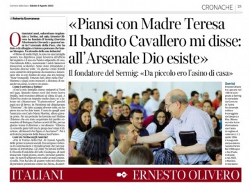 Corriere della sera: Ernesto Olivero: «Piansi con Madre Teresa